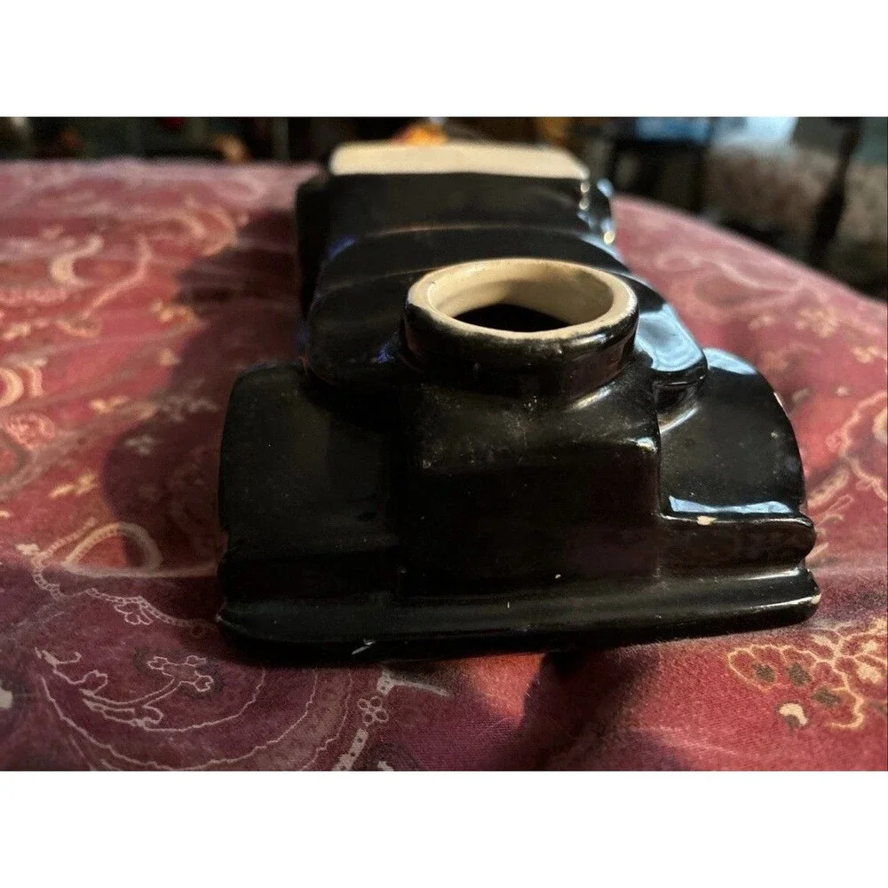 Vintage 1950s McCoy Pottery Black Antique Car Planter USA Incomplete